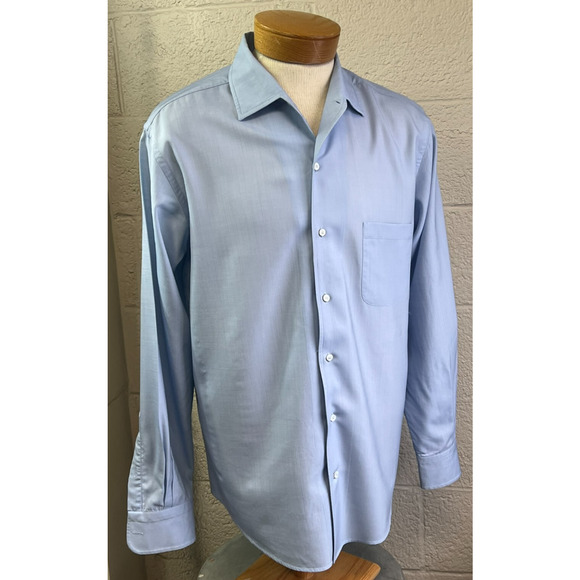 Loro Piana Other - Loro Piana Dress Shirt Men Button Long Sleeve Soft Wool Blue Size Large